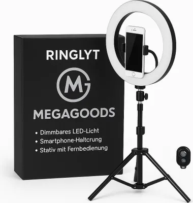 Produktbild von LED Selfie Ring Lampe USB Fernbedienung Fotografie TikTok YouTube Stativ DE.