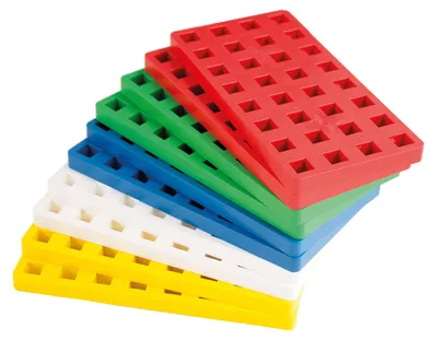 Obrázok produktu pre Plus Plus BIG stavebné dosky, 10 kusov, 2 kusy v každej farbe: červená, modrá, biela, zelená, žltá