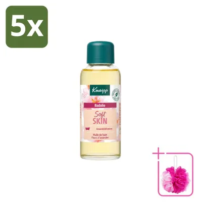 Imagen del producto de 5 unidades de aceite de baño Kneipp con extracto de flores de almendro, para piel seca y sensible, 100 ml - Paquete económico
