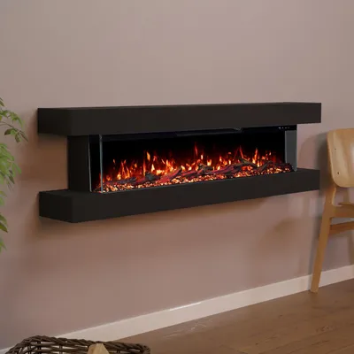 Produktbild von Glow Fire Elektrokamin 'Clear Wall 42' | Multicolor LED Wandkamin mit Heizung in schwarz (1800W) | HxBxT: 39x137x21 cm