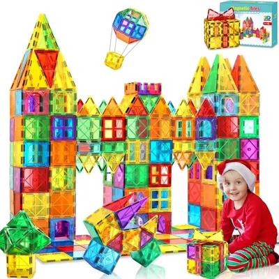 Produktbild von Magnetische Bausteine 100 Teile – STEM & Montessori Magnetspielzeug für Kinder ab 3 Jahren, Magnetische Konstruktionsbausteine, Lernspielzeug, Magnetic Tiles für Jungen & Mädchen 3–8 Jahre