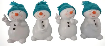 Produktbild von 4 Stück Schneemann Figuren türkis 15cm Weihnachten Deko Dekofigur Winterdeko