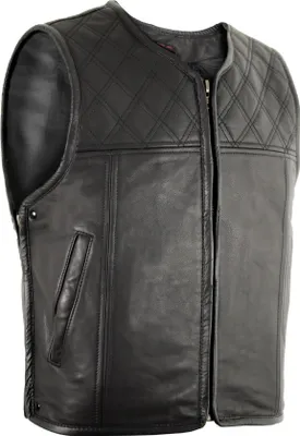 Produktbild von Herren Club Lederweste Bikerweste Diamond gestepptes Muster Motorrad Weste(4XL)