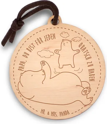 Produktbild von Mr. & Mrs. Panda Schlüsselanhänger Bär Papa und Kind - Geschenk, Pärchen, Liebe, Geburtstag, Vatertag, Partner, Muttertag, Holz, paar, Weihnachten