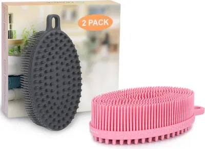Image de FREATECH silicone Brosse corporelle double face Brosse de bain Massage Nettoyage en profondeur
