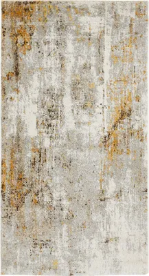 Produktbild von Kurzflorteppich 80 x 150 cm Grau-Gelb modern abstraktes Muster Eckig Oval Wohnzimmer Schlafzimmer