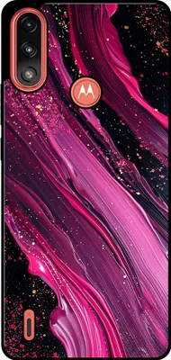 Produktbild von Smartphonica Handytasche passend für Motorola Moto E7i Power / E7 Power mit Marmordruck - TPU Rückseitenschutzhülle Marmordesign - Lila Pink