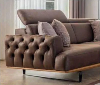 Produktbild von Chesterfield Dreisitzer Sofa 3 Sitzer Sofas Braun Kunstleder Luxus Neu