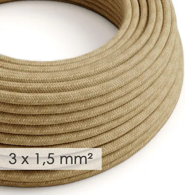 Immagine prodotto di Creative-Cables Cavo elettrico in tessuto, Sezione 3x1,50, 50 m, Juta RN06, Rotondo