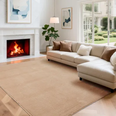 Niedrigflor-Teppich, 120x170 cm, beige, weich, pflegeleicht