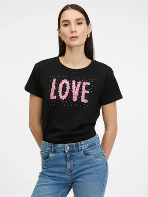 Produktbild von Orsay Schwarzes Kurzarm-T-Shirt für Damen 1001460A00877__XS
