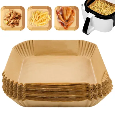 Produktbild von 150 Blatt Backpapier für Heißluftfritteusen, 20 x 20 x 4,5 cm. Kompatibel mit Ninja Dual Zone, AF300EU, AF400EU und anderen Dual-Zone-Heißluftfritteusen (20 x 20 x 4,5 cm).