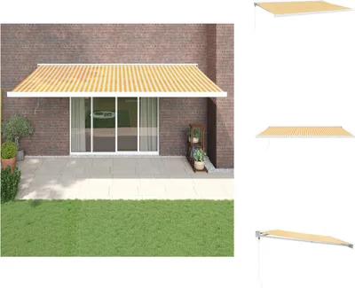 Obrázek produktu pro vidaXL Markýza zatahovací žlutá a bílá 5x3 m látka a hliník - Markýzy
