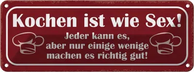 Produktbild von vianmo Blechschild 10x27 cm Kochen wie Sex jeder kann aber Spruch Zitat