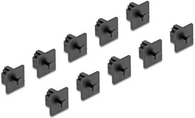 Produktbild von DELOCK Staubschutz f. RJ10 Buchse mit Griff 10 Stück schwarz