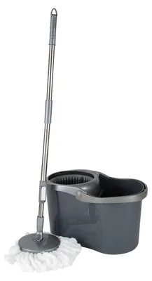 Mopp- und Eimerset, selbstauswringend, 16 l, grau