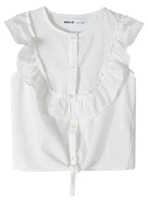 Produktbild von Minoti - T-Shirt für Mädchen, Lochstickerei MN345 (104) (Weiß)