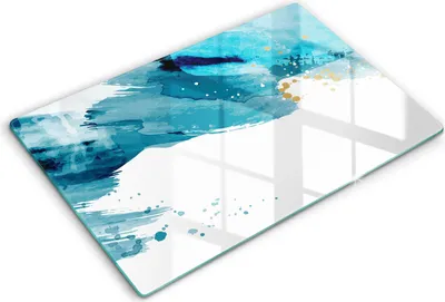 Produktbild von Glasschneideplatte - Herdabdeckplatte - 80x52 cm -Schneidebrett - Spritzschutz -Blaue Flecken