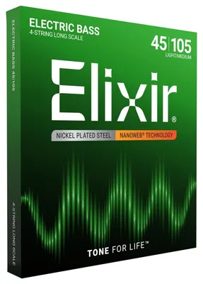 Produktbild von Elixir® Saiten Nickel-Wound 4-str. E-Basssaiten mit NANOWEB® Beschichtung, Long Scale, Light/Medium