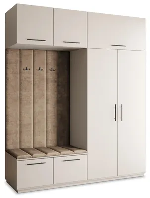 Produktbild von Masseno Garderobe-Set REMA 200/240/60 cm Modern Garderobenschrank Kaschmir, Veloursstoff MONOLITH 09 (Beige)
