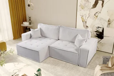 Produktbild von Ecksofa Schlafsofa FLOSI Stoff Raven Weiß Ottomane Links