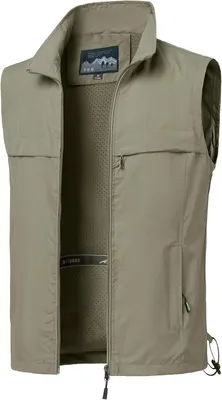 Produktbild von Weste für Herren, mit mehreren Taschen, schnelltrocknend und ohne Ärmel, Größe 4XL, Khaki