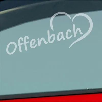 Produktbild von Auto Aufkleber Offenbach Herz Stadt City Liebe Love Heart 19x8 cm Milchglas Sticker Heckscheibenaufkleber