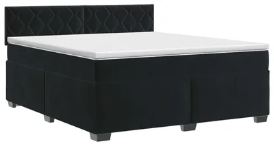 Image de vidaXL Lit boxspring avec matelas noir 140 x 190 cm velours
