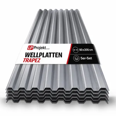 Produktbild von LP Projekt Wellplatte Trapez grau 90 x 200 cm 5er SET
