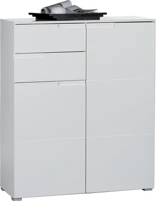 Produktbild von Kommode Highboard Anrichte Standschrank Sideboard Schrank Flur "Suzette VII" Weiß/Weiß-Hochglanz