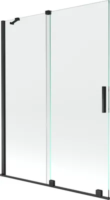Produktbild von Mexen Velar 2-Flügel-Badewannenwand Regulierbare 130 x 150 cm, transparent, Schwarz - 896-130-000-01-70