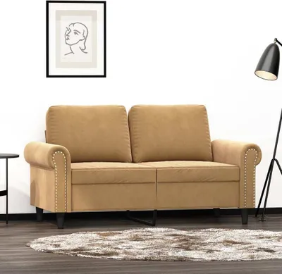 Image de Canapé exclusif, 2 places, couleur marron, 120 cm, en velours