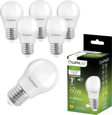 Produktbild von LUMILED LED Lampen E27 P45 8W ersetzt 60W 6 Stück 880lm 4000K Neutralweiß 230V 180° Birne LED Leuchtmittel Tropfenform Energiesparlampe kleine Kugel Kugelform