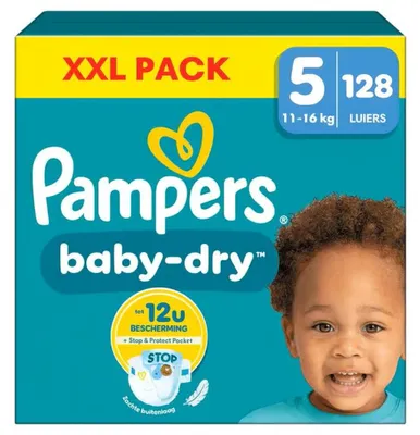 Produktbild von Pampers Baby-Dry Größe 5 – 128 Windeln – 11 kg–16 kg – Mega-Pack