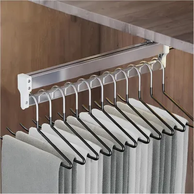 Obrázok produktu pre Šatníková tyč 35-80 cm, 2 koľajničky, do šatníka, nehrdzavejúca oceľ, výsuvná