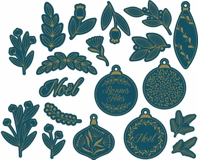 Produktbild von 19 Weihnachtsetiketten - Blau und Gold