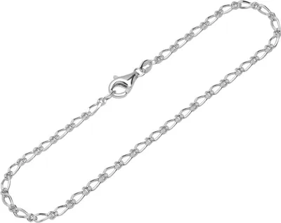 Produktbild von Armband 925 Sterling Silber 19cm Figaro Panzerkette diamantiert Damen Armkette