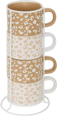 Obrázek produktu pro Regál na 4 sklenice s leopardím vzorem, šířka 12,7 x hloubka 12,7 x výška 25,3 cm – Atmosphera, designér interiérů