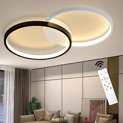 Zdjęcie produktu dla ZMH LED lampa sufitowa do salonu lampa sufitowa ściemnialna z pilotem, 45W czarna biała nowoczesna lampa do salonu lampa do sypialni 50CM