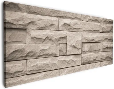Produktbild von Wallario Premium Leinwandbild Steinwand grau-braun in Größe 50 x 125 cm