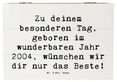 Produktbild von Mr. & Mrs. Panda Geschenkbox Spruch 2004 Geburtstag 22 x 15 cm - Weiß - Geschenk, Happy Birthday, Geburtstagsgeschenk, Liebevolle Botschaft, besonderer Tag, geschenkkiste