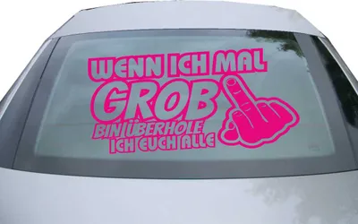 Produktbild von Indigos UG - Aufkleber Heckscheibe & Motorklappe DE6957 - pink - 600x299 mm - Wenn ich groß bin überhole ich Euch alle - Auto Scheiben Fenster Heckklappe Tuning Racing JDM - Die cut