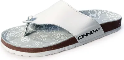 Produktbild von CINNEA® »SUMMER« Zehentrenner, Echtleder Sandalette, Dianette, für Damen, weißer Lederriemen Farbe weiß