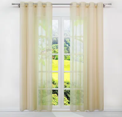 Produktbild von Gardinen Vorhänge Voile Gardine Transparent Dekoschal Uni Ösen Vorhang Hellbraun HxB 145x140 cm 1 Stück