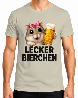 Imagen del producto de Camiseta para hombre con motivos de cerveza, hámster, naturaleza y diseño divertido