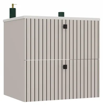 Zdjęcie produktu dla Szafka pod umywalkę Tigo 60 2S kaszmir ryflowany front + umywalka