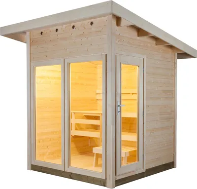 Produktbild von Harvia Solide Compact Vision Outdoor Sauna 203 x 203 x 270 cm Außensauna aus Fichte