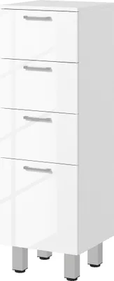 Produktbild von Badezimmerschrank, Badschrank, 4 Schubladen, Spanplatte, glatt, Weiß