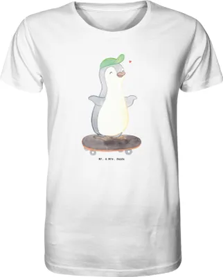 Produktbild von Mr. & Mrs. Panda Tshirt Pinguin Skateboarden Größe S - Weiß - Geschenk, T-Shirt, Skateboard fahren, Skaten, Basic-Shirt, Skateplatz, Shirt, Herren, Oberteil