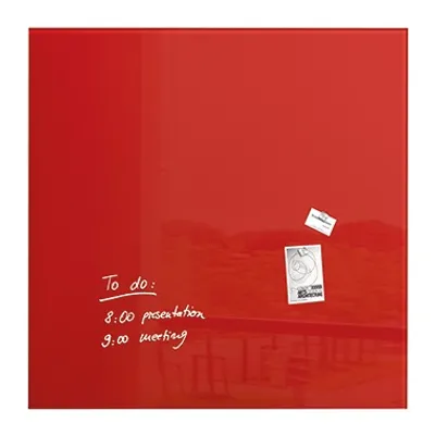 Produktbild von SIGEL GL202 Glas-Whiteboard / große Glasmagnettafel Artverum, 100x100 cm, rot